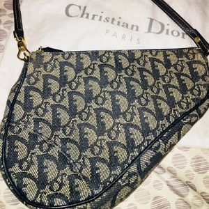 CD Navy Blue Trotter Canvas Shoulder Purse